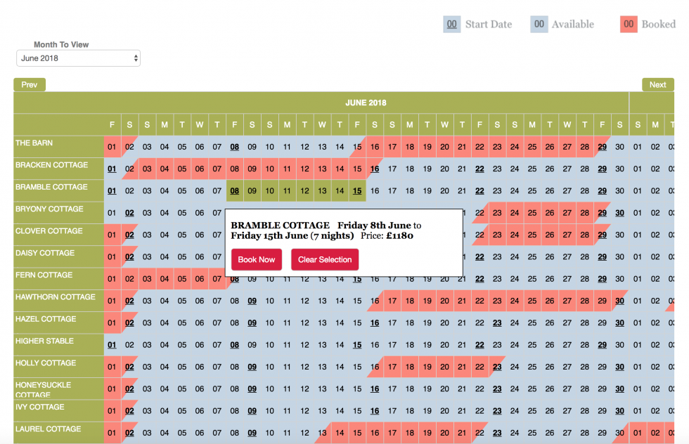 Availability calendars Anytime Booking Anytime Booking